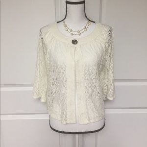 NWOT Solitaire Off White Lace Bolero Jacket Size S